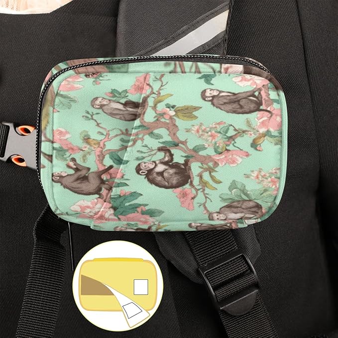 Cool Cartoon Cute Monkey Travel Pill Organizer Bag Portable Weekly Pill Box Travel Medicine Organizer 7 Day Pill Case with Zipper for Daily Travel Family Business