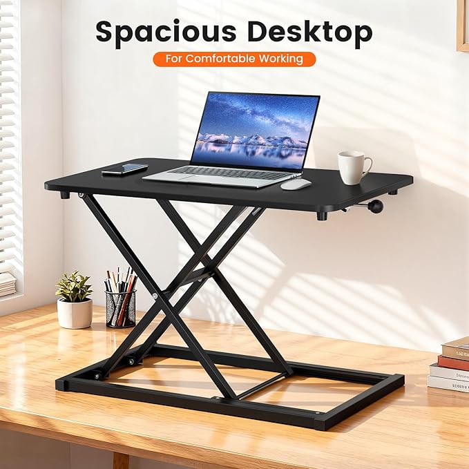 Standing Desk Converter Adjustable Height, 23.6" x 13.4" Keyboard Riser for Stand Up Desk Riser, Ergonomic Computer Keyboard Stand for Desktop, Sit Stand Workstations for Home Office Study Room