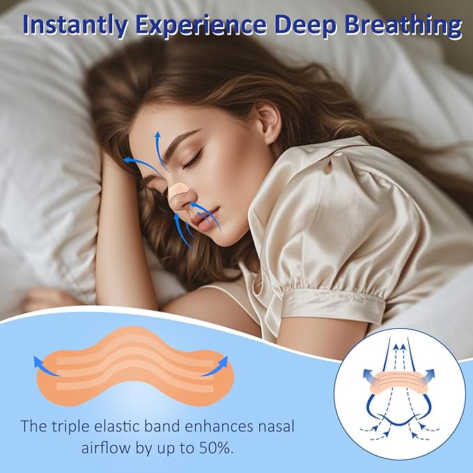 Nasal Strips for Snoring - Extra Strength Nose Strips for Breathing (60 ct), Beige Nose Tape for Sleeping and Sports, Nasal Congestion Relief, Oil & Sweat Proof