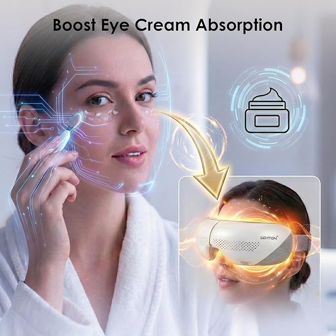 Eye Massager with Heat for Migraines Relief Heated Eye Mask for Dry Eyes, Eye Strain Relief, Birthday/Mothers Day Gifts for Women Mom(White)