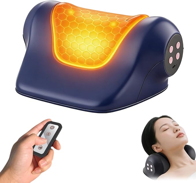 3-in-1 Neck Massager with Heat, Red Light & Vibration Adjustable, Heated Neck Stretcher, 3 Adjustable Modes Cervical Traction Device Suitable for Pain Relief