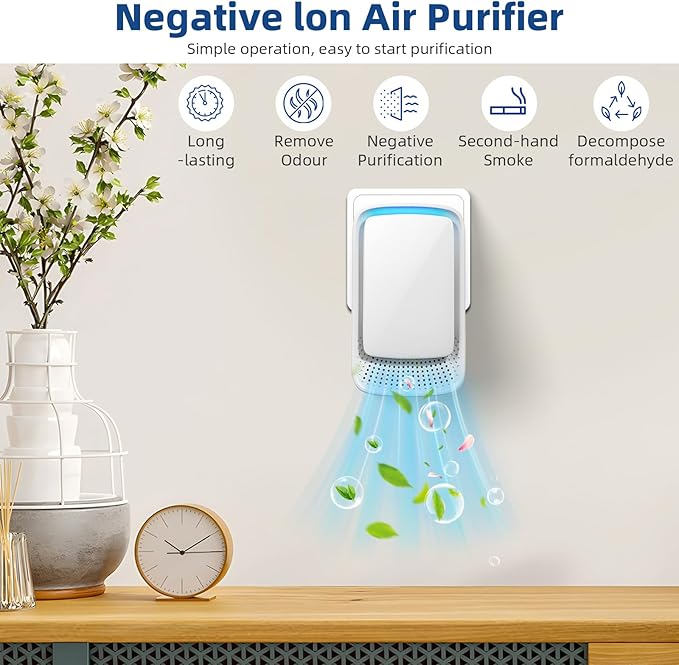 2026 Upgraded Air Ionizers for Home & Dust Mites Plug in Air Purifier with Negative Ion Generator, Quiet Odor Eliminator for Bedroom, Office, Kitchen, Pet Odor, Smoke, Dust,8 Pack
