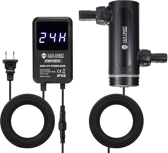 SainSmart XpertMatic Aquarium 10W Clean Light, Mini Submersible Aquarium Light with Timer, Waterproof Cleaning Lamp Greening for 40-80 Gallon Fish Tank and Aquariums