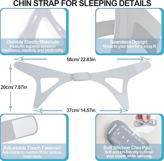 2 Pack Chin Strap for Sleeping - Effective Stop Snoring Solution - Adjustable Anti Snoring Chin Strap for Men Women Breathable Anti Snroing Devices
