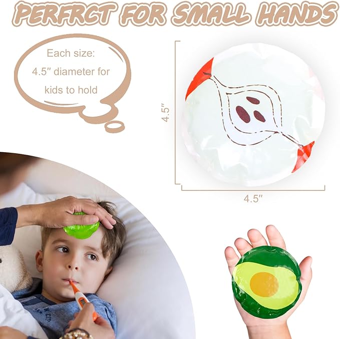 WORLD-BIO Boo Boo Ice Packs for Kids (3-Pack) - Ultra Soft Reusable Hot & Cold Therapy with Fun Fruit Sleeves - Boo Boo Relief for Bumps, Bruises, Teething Pain - Toddler & Child First Aid Essentials