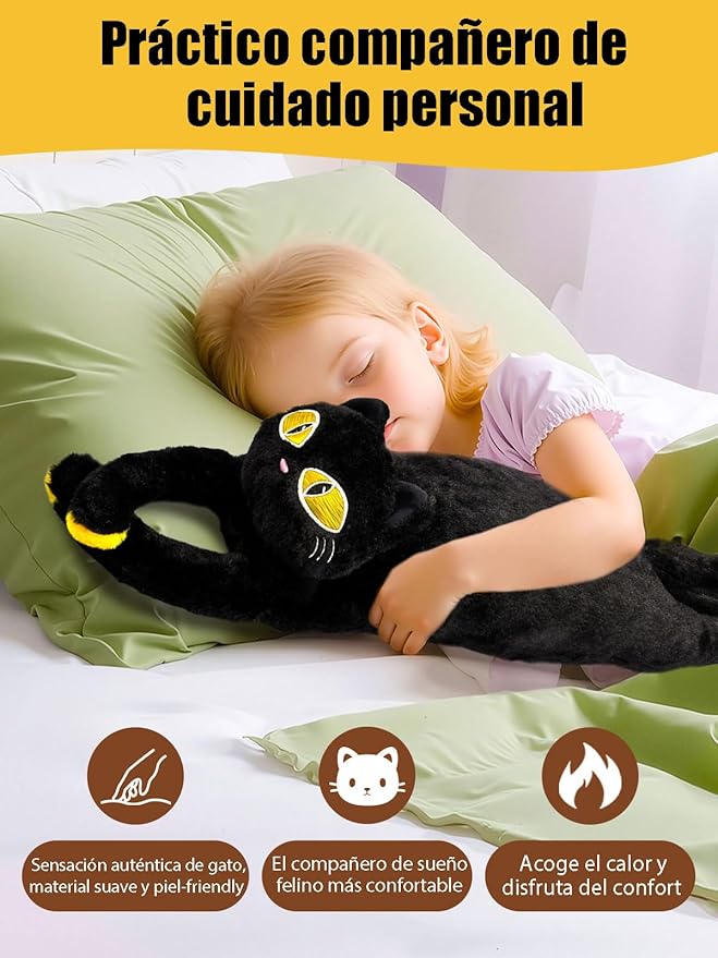 Cat Heating Pad for Period Cramps 5 Heat Settings Auto Shut Off USB Portable Electric Heat Pad Soft Thick Fuzz Stuffed Animal Cute Kitty Warmer for Body Pain Relief Comfort Accompany Help Relax Gift
