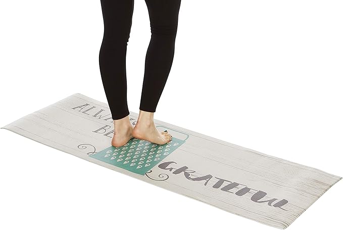 J&V TEXTILES Kitchen Mat Cushioned Anti Fatigue Floor Mat,19.6"x55", Thick Non Slip Waterproof Kitchen Rugs and Mats, Standing Mat for Kitchen,Floor,Home,Office,Desk,Sink,Laundry (Always Be Grateful)