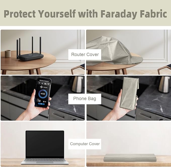 Faraday Fabric Amerthing Block WiFi Grade for Radiowave Microwave and Electromagnetic Fields 2 Meters (78"x43" inch)