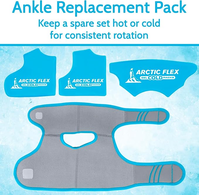 Arctic Flex Gel Replacement Packs - Ice Packs Reusable for Ankle Ice Brace - Hot and Cold Gel Pack for Injuries, Pain Relief, Swelling - Flexible Therapy Compression Wrap - Athletic, Women, Men