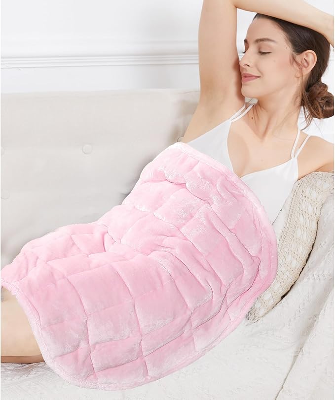 Alomidds Weighted Blanket 7lbs for Adults, Cozy Breathable Weighted Lap Blanket, Small Weighted Blanket Travel, Weighted Lap Pad for Couch, Sofa, Pink, 29" x 24"