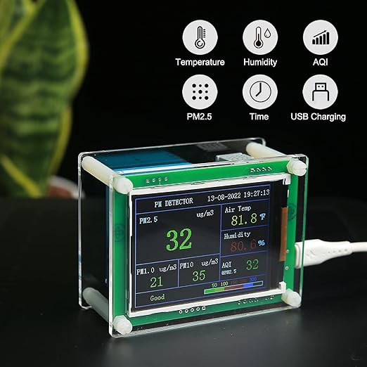 Air Quality Monitor pm2.5 pm10 pm1.0 Detector Indoor air Quality Monitor for Cars,Home,Office,Hotel etc (PM1.0,PM2.5,PM10)