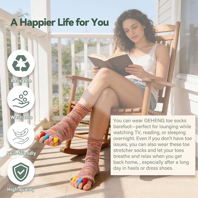 Toe Separator Socks for Yoga Women Men, Bunion Corrector Spacers Socks for Pain Relief & Circulation Improvement
