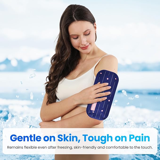 Extra Large Reusable Ice Packs for Injuries, Hot and Cold Therapy Gel Ice Packs with Flexible Wrap and Eye Mask, for Joint Pain, Swelling, Muscle Pain, Knees, Back, Shoulder & More