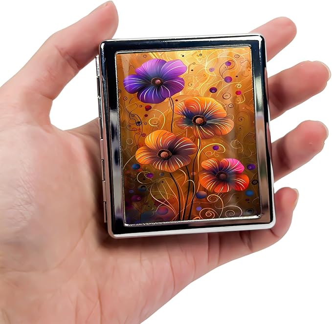 Cute Travel Pill Box Organizer with 8 Compartments - Compact and Fashionable Pill Case with Mirror - Ideal for Medications (Vibrant Flowers)