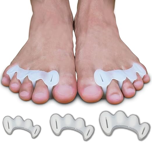Toe Separators for Foot Alignment- Strengthening and Balance- For Hammertoes, Bunions, Plantar Fasciitis, Hallux Valgus – Spreaders- Size Large (1 pair)
