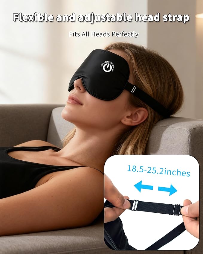 Heated Eye Mask FSA- HSA Eligible Cordless Pure Mulberry Silk Eye Mask for Dry Eyes Relief with 3 Adjustable Heat Settings,1500mAh Rechargeable & Washable Eye Cover for Travel Sleep Therapy