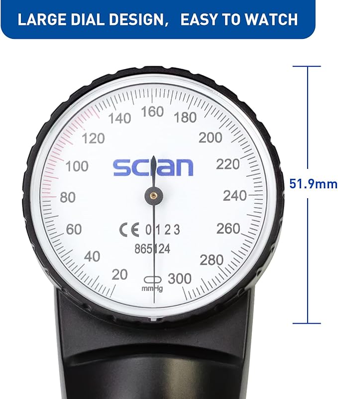 SCIAN Aneroid Sphygmomanometer - Manual Blood Pressure Cuff with D-Ring Universal Cuff 10-16"", Carrying Bag for Nurse Doctor Senior Adult(Black, Stethoscope Not Included), Large