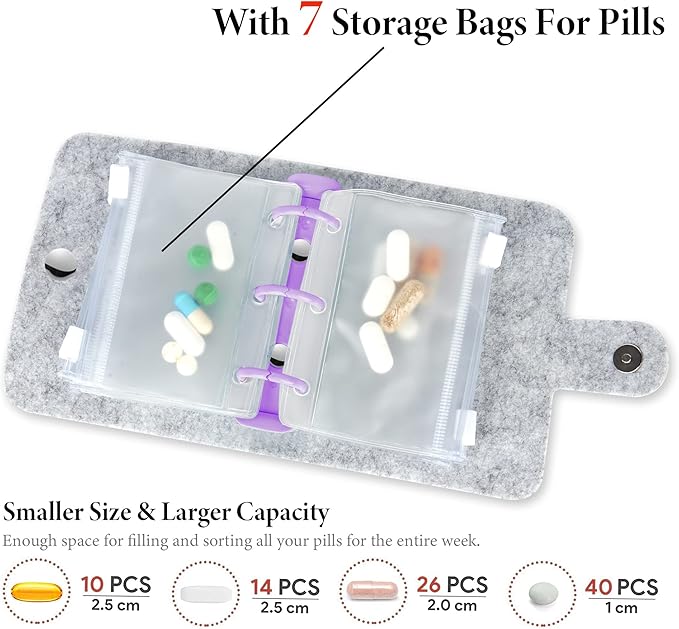 Hennaja Pill Organizer,Pill Pouches Clear Plastic Pill Bags Self Sealing Travel Medicine Organizer Storage (2-Fractal Flower, 2 Pack)