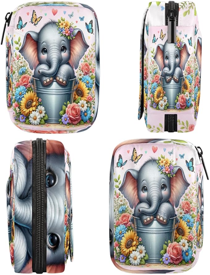 Flower Animal Elephant Travel Pill Organizer Box Weekly Portable Pill Case Daily Pills 7 Day Small Birth Control Pills Container Removable Compartments for Medicine Vitamins Fish Oil