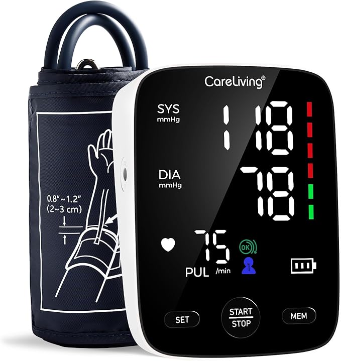 Blood Pressure Monitor, Upper Arm Blood Pressure Monitors for Home Use, 2x199 Readings Memory, Adjustable Arm Cuff 8.7"-16.5", Large Display with LED Background, Light Storage Bag