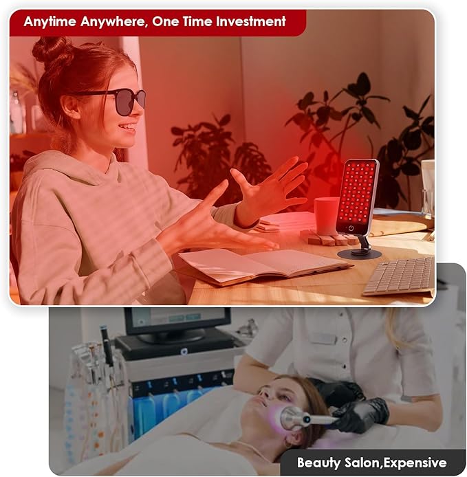 Mini Red Light Therapy for Face,Red Near Infrared Portability LED Panel, 90 Flicker Free LEDs High Power Panel, Ideal for Body, Face, Recovery, Improve Sleep, Skin