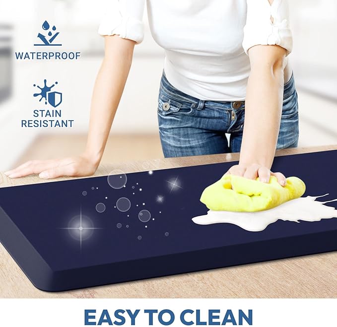 4/5 Inch Thick Kitchen Mat - Cushioned Anti Fatigue Mats for Kitchen Floor - Easy to Clean, Waterproof, Non-Slip Kitchen Rug for Sink, Office, Kitchen (17''x39'' Blue)