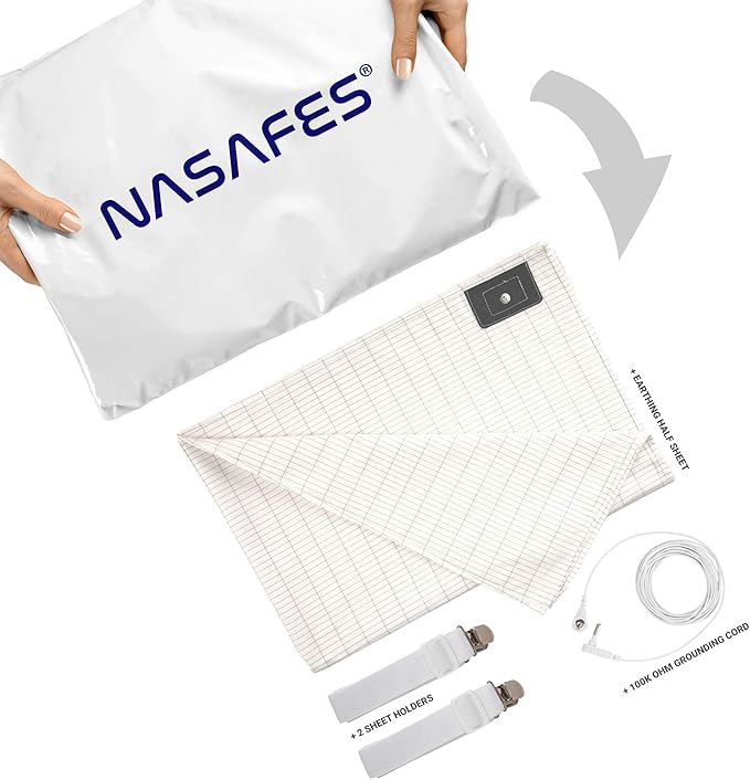 Earthing Half Sheet, Grounding Sheets for Earthing, Earthing Mat, Grounding Kit | Including Grounding Cord & 2 Suspenders | Earthing Sheet, Grounding Mat Earthing