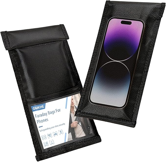 Faraday Bags for Phones, 2 Pack Go Dark Faraday Bags, Magnetic Closure Emf Blocker for Cell Phone Case Signal Blocking Pouch,Military Grade Waterproof Anti-Theft Protection,Anti-Tracking