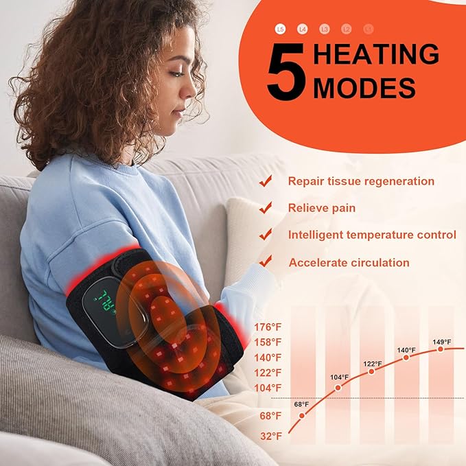 Red Light Therapy for Knee- Wirefree Rechargeable Controller, 660nm&850nm Red Light Therapy 5 Heating Modes Designed