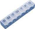 Weekly Pill Organizer 7 Day Small Pill Case Medicine Holder Daily Pill Box Bling Vitamin Container Medication Cases Organizers(Blue)