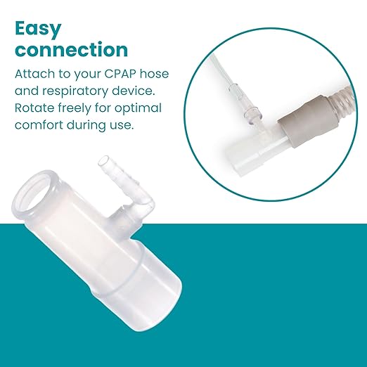 2-Pack LifeSource Oxygen Enrichment Adapter, Oxygen Connector. CPAP Tube Adapter.