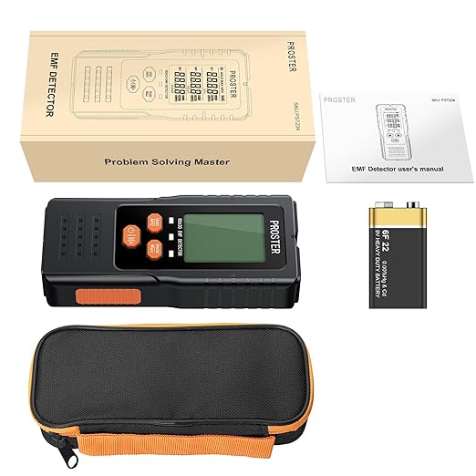 Proster 3in1 EMF Meter - Digital Electromagnetic Field Radiation Detector for 5G Cell Tower WiFi Signal Detector Home Office EMF Inspections or Ghost Hunting