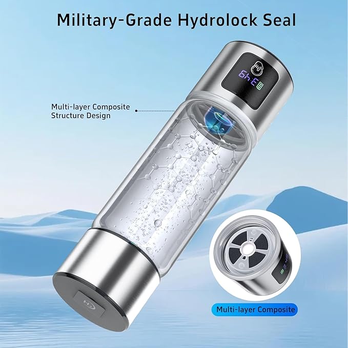Upgrade 3-in-1 Hydrogen Water Bottle with Display - Industry TOP - 24-Hour Hydrogen Lock | 0 Chlorine & 0 Ozone | 100% Leak-Proof Seal, Hydrogen Water Bottle Generator with Hydrogen Straw