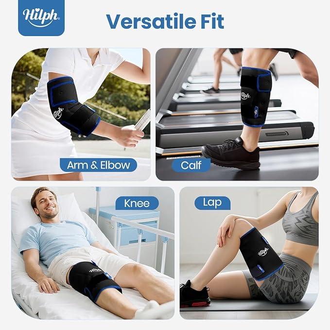 360° Full Coverage Knee Ice Pack Wrap for Post-Surgery Recovery - Bendable & Adjustable Hot Cold Therapy for Pain Relief, Swelling, Arthritis - Easy to Wear, Reusable Gel Pack for Men & Women, Black