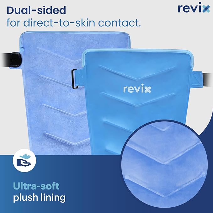 REVIX Full Leg Ice Pack Wrap Around Entire Leg, Reusable Gel Cold Wrap for Hip, Thigh and Knee, Soft Cold Compress Ice Pack Sleeve with 3 Straps (Pack of 2)