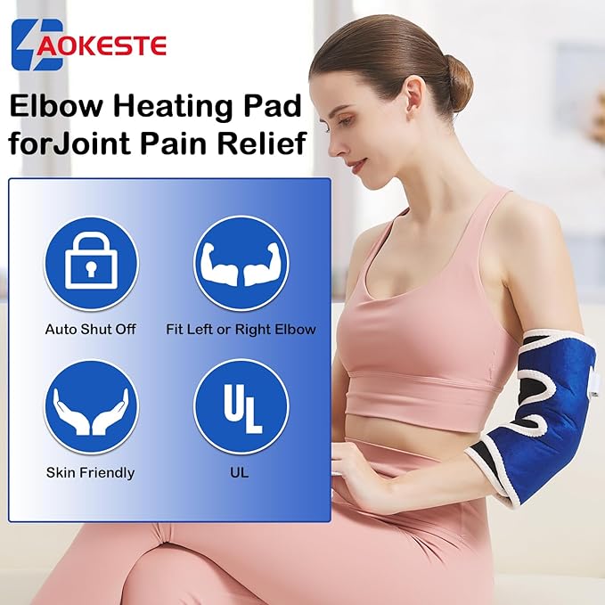 Elbow Heating Pad for Tennis Elbow and Tendonitis, Arm Heating Pad for Pain Relief,Heated Arm Brace for Joint Pain Relief,Adjustable Heat Therapy Brace Auto Shut-Off