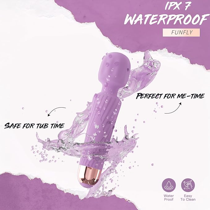 Personal Massager - Powerful Performance, 4Hr Runtime with Fast Charging, Compact Size, Ultra-Quiet Waterproof Cordless Design - 20 Mode 8 Speed for Back & Full Body Muscle Relaxation (Purple)