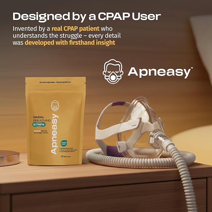 Apneasy® Extra Strength Nasal Breathing Strips for Snoring Relief and Better Sleep - 30 Night Supply - Hypoallergenic Mouth Breathing Solution for CPAP Therapy and Sensitive Skin