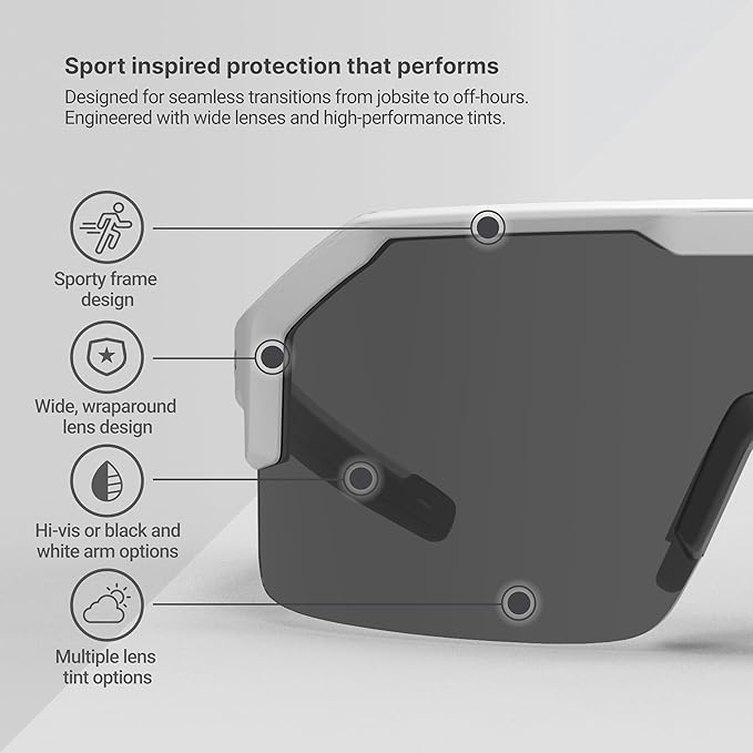 HexArmor Shockwave Safety Work Glasses | ANSI Z87+, 100% UV Protection, Anti-Fog or Scratch Resistant, Polarized