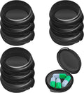 Patelai Small Pill Case Travel Pill Container Clear Mini Organizer Box Round Black Medicine Case Holder for Pocket Purse Briefcase Travel Medicine Cod Liver Oil Storage(10 Pack)