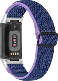 Lijinlan Nylon Band Compatible with Fitbit Charge 5 Advanced Fitness & Health Tracker, Elastic Woven Strap Stretchable Wristband Watch Bands Replacement for Charge 5 for Women Men