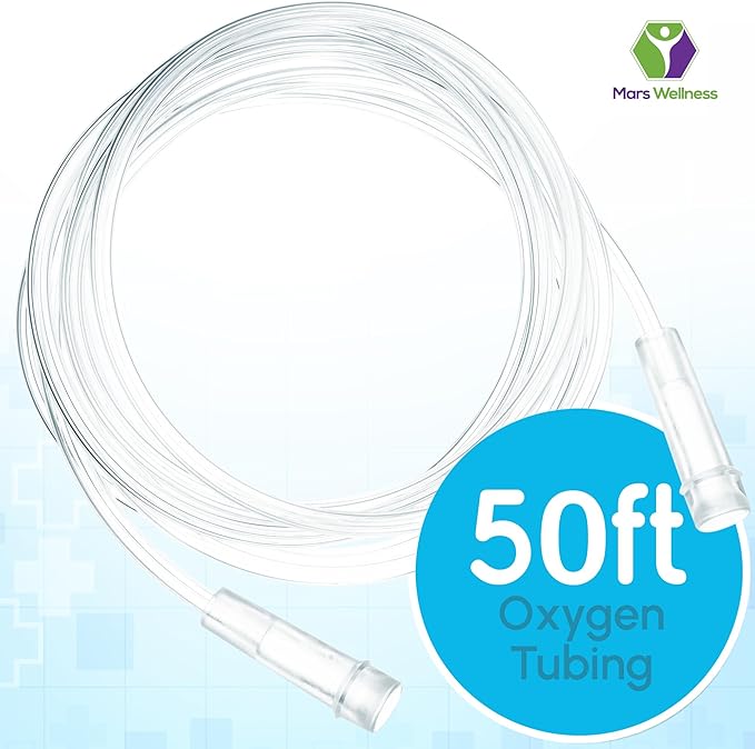 Mars Wellness Oxygen Tubing - Premium Clear Crush Resistant Oxygen Tubes - 50 Foot - 3 Tubes