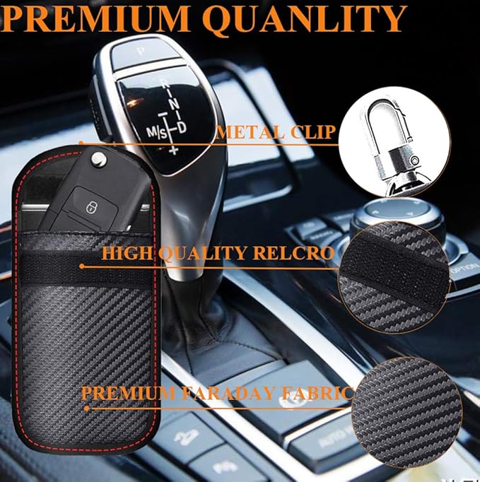 Upgraded Faraday Bag for Key Fob (2 Pack),Premium Faraday Key Fob Protector– Car RFID Signal Blocking, Car Security Protection Pouch, Anti-Theft Pouch, Anti-Hacking Case Blocker-Black.