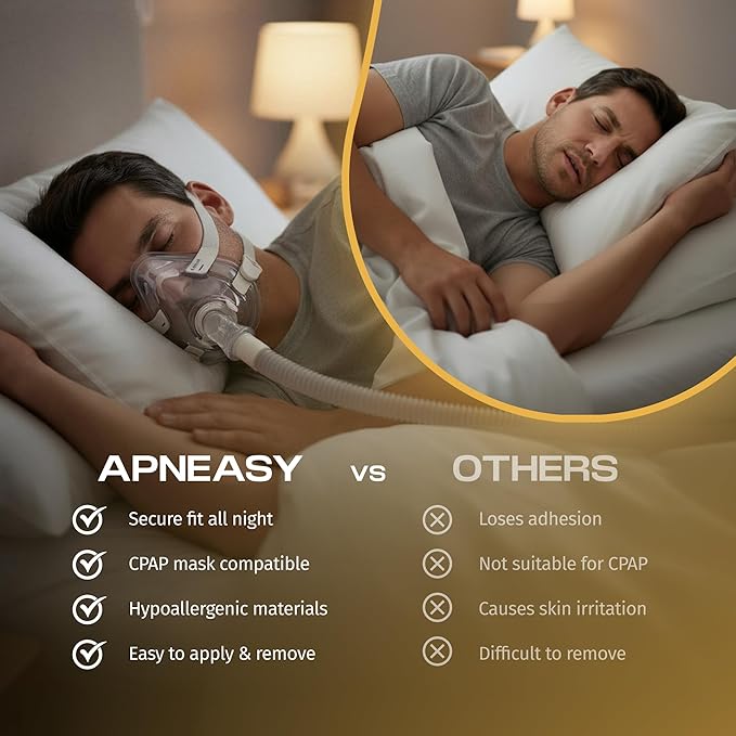 Apneasy® Extra Strength Nasal Breathing Strips for Snoring Relief and Better Sleep - 30 Night Supply - Hypoallergenic Mouth Breathing Solution for CPAP Therapy and Sensitive Skin