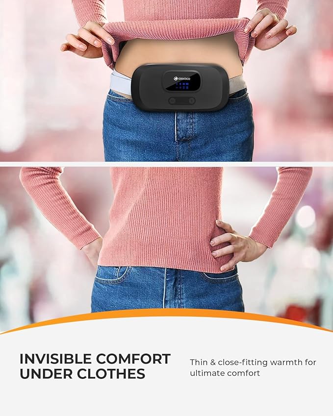 CooCoCo Heating Pad for Period Cramps, Mothers Day Gifts for Mom Wife Daughter, Portable Cordless Back Belly Heat Pad for Menstrual Cramps Relief, Period Heating Belt for Women