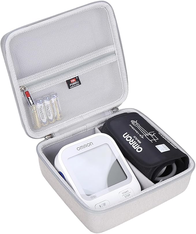 FBLFOBELI Hard Case for OMRON Bronze BP5150/for OMRON Silver BP5255 Blood Pressure Monitor with Upper Arm Cuff, Mesh Pocket for Other Small Accessories