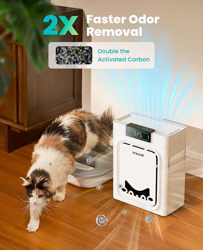 oneisall Air Purifiers for Home Pets with Double-Sided Washable HEPA Filters, Large Rooms Up to 2200Ft², Air Purifier for Dander, Odors, Allergens, Pet Fluff Hairs,Pollutants, Smoke, and Dust, PP02