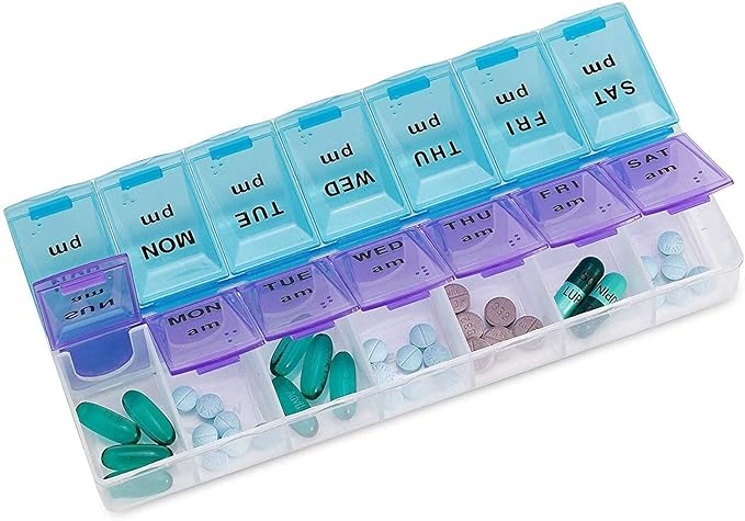 Pill Medicine Organizer Reminder Storage Box 14 Days or 2 Weeks, Pack of 1
