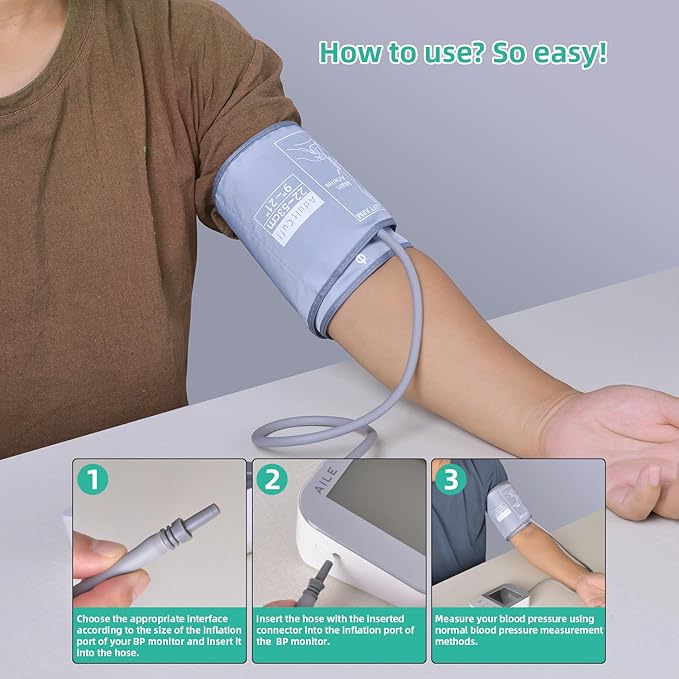 AILE Extra Large Blood Pressure Cuff : Universal 9-21" XL Blood Pressure Cuff for Big Arm, Widely Applicable to Automatic Upper Arm Blood Pressure Monitor, Adjustable, Soft, Comfortable