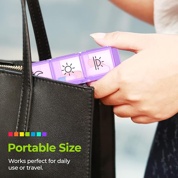AUVON iMedassist Moisture-Proof Weekly Pill Organizer 4 Times a Day, Large 7 Day Pill Box Case with Portable Design for Travel, Removable Individual Containers Hold Vitamins, Supplements, Medications
